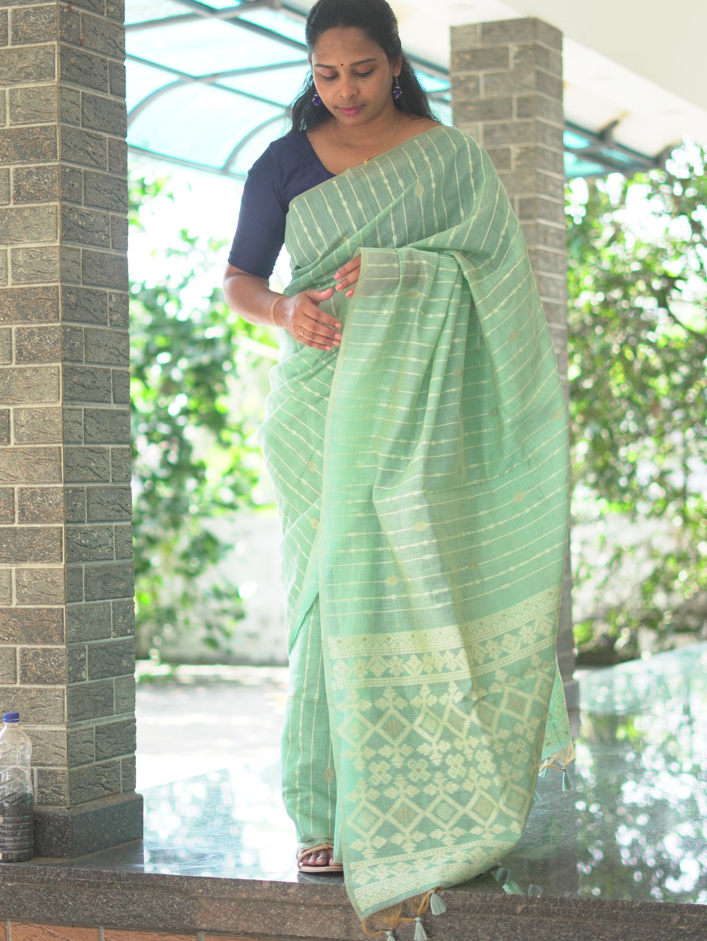Muga Cotton Saree in Pastel Mint Shade