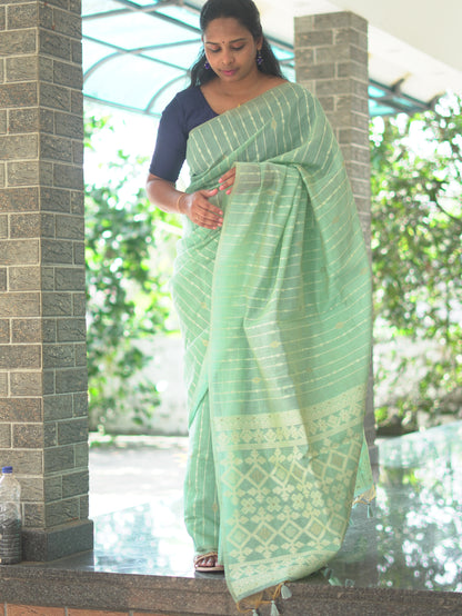 Muga Cotton Saree in Pastel Mint Shade