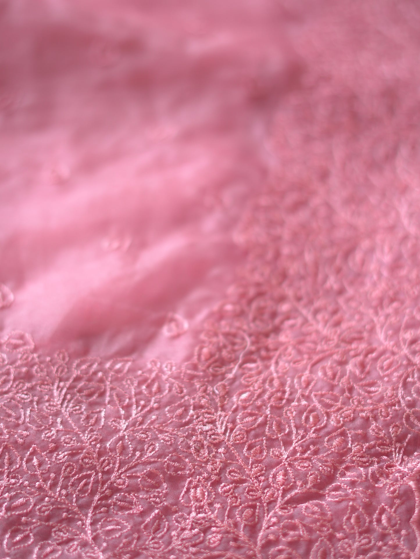 Pink Organza Saree with Delicate Thread Embroidery