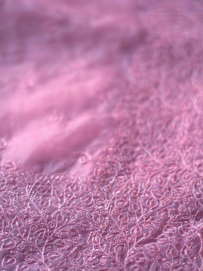 Lavender Organza Saree with Delicate Thread Embroidery