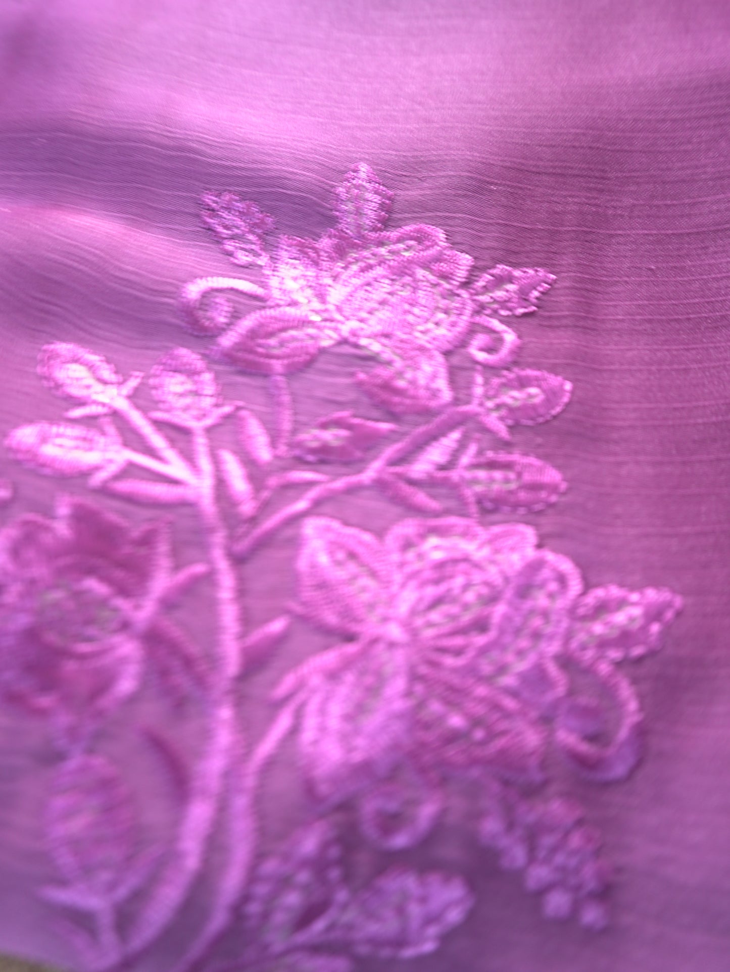 Purple Shimmer Chiffon Saree with Thread Work