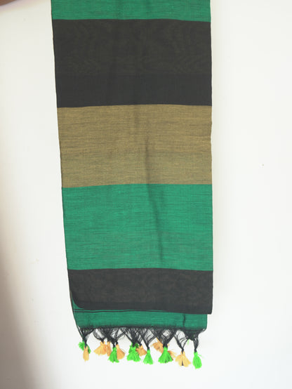Green, Black & Yellow Khadi Cotton Saree