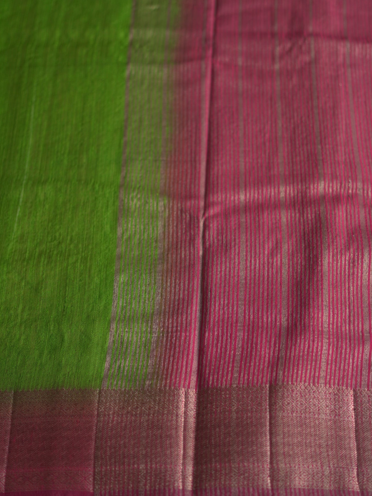 Leaf Green Semi Jute Silk Saree