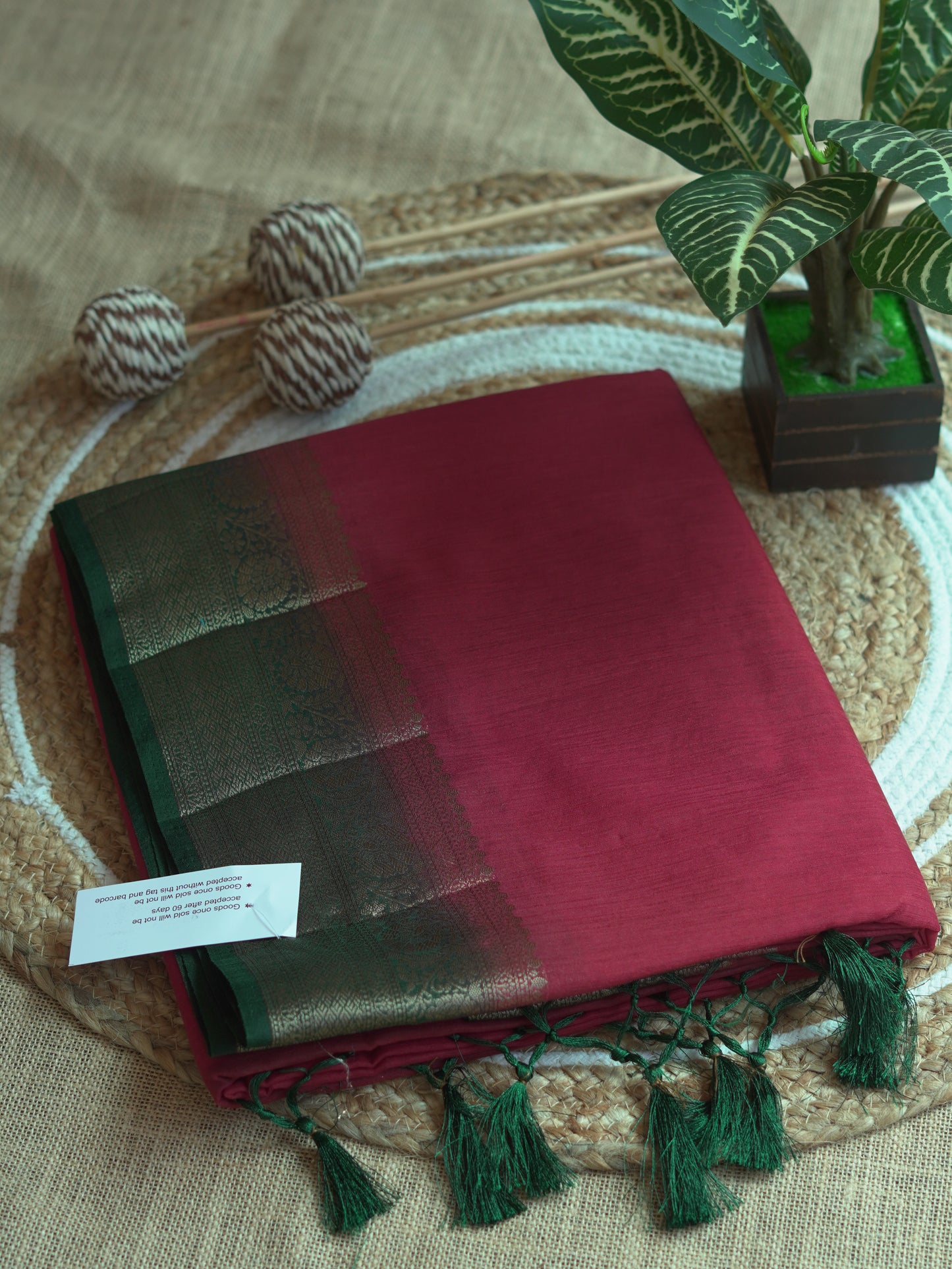 Maroon Semi Jute Silk Saree