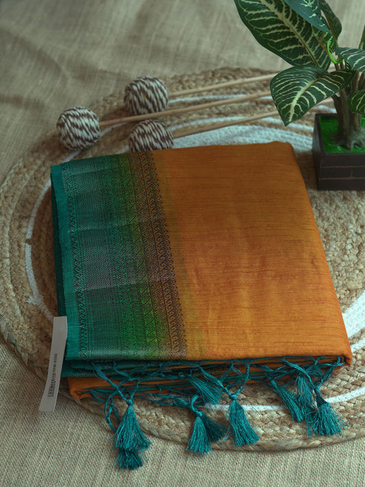 Yellow Semi Jute Silk Saree