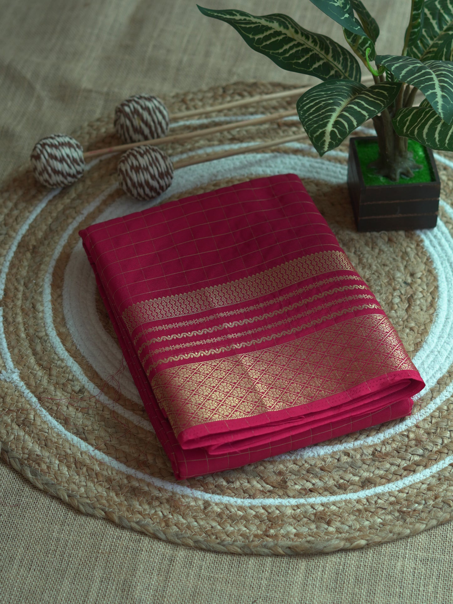 Red Viscose Georgette Saree