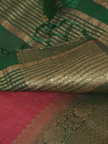 Maroon Semi Jute Silk Saree