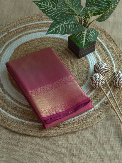 Pink & Gold Mixed Saree with Golden Zari Border