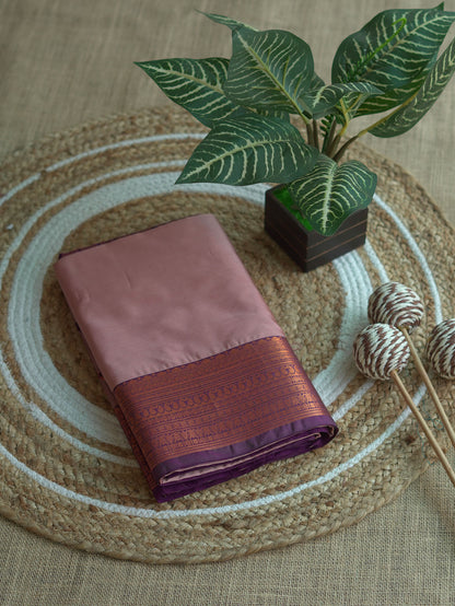 Lotus Pink Soft Silk Saree with Purple Border
