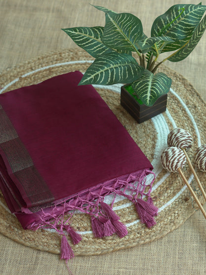 Wine & Light Purple Dual Shade Semi Jute Silk Saree