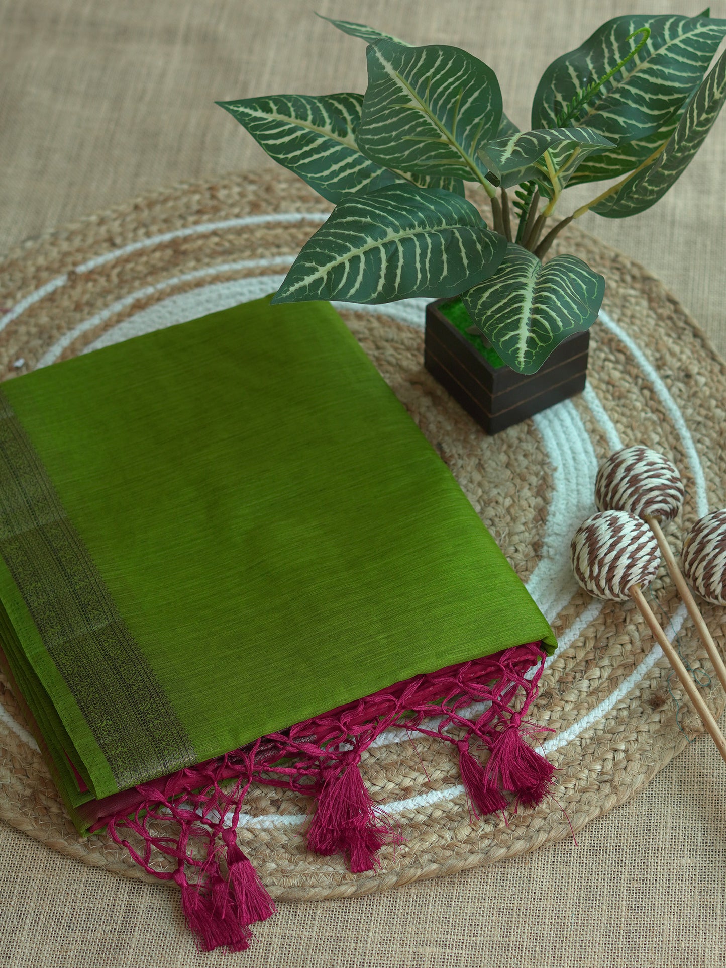 Maroon & Light Green Dual Shade Saree
