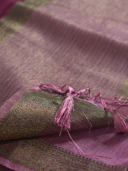 Wine & Light Purple Dual Shade Semi Jute Silk Saree