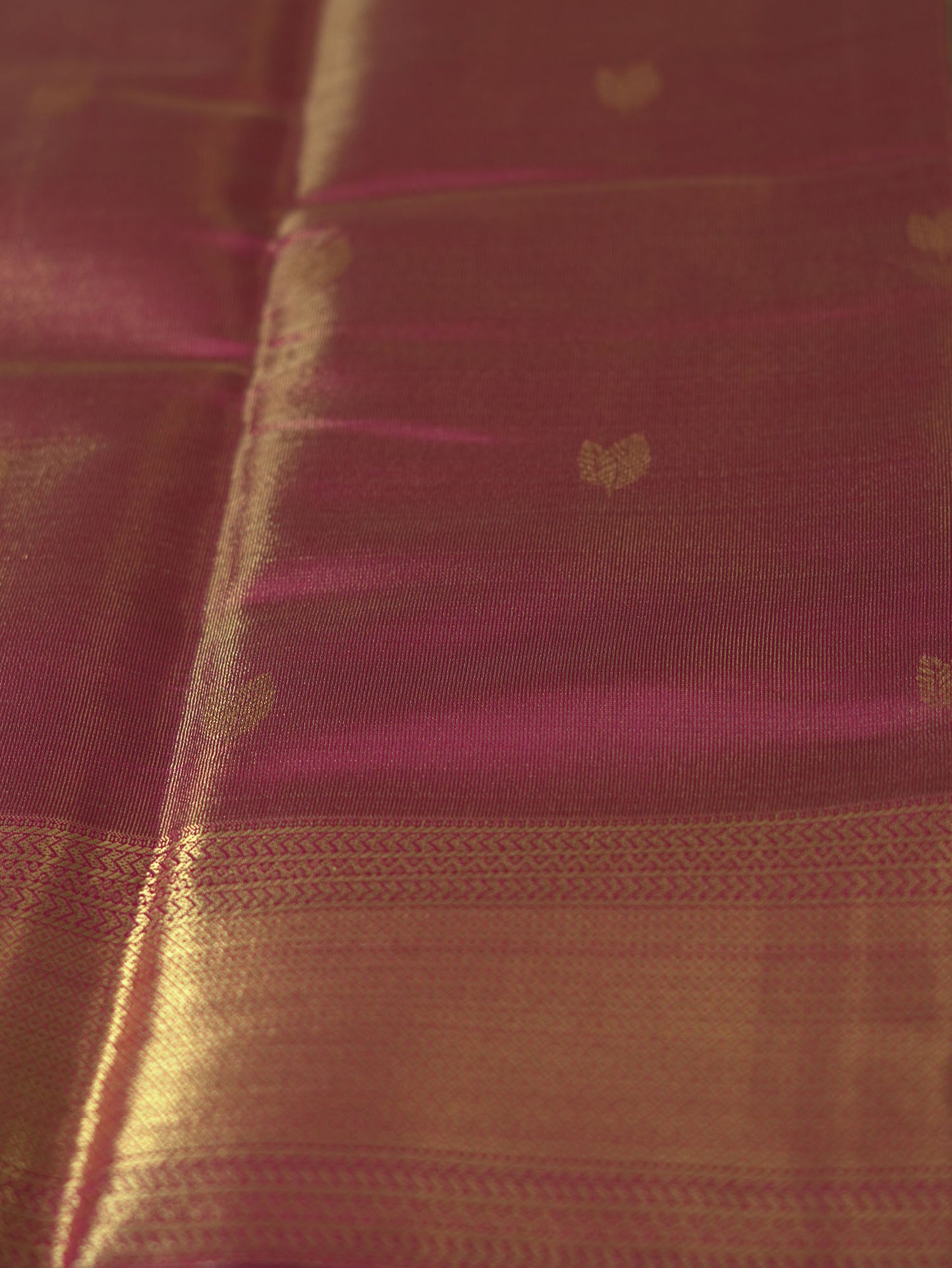 Pink & Gold Mixed Saree with Golden Zari Border