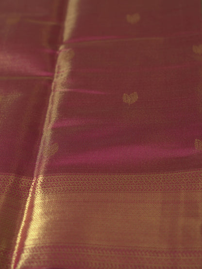 Pink & Gold Mixed Saree with Golden Zari Border