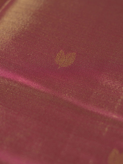 Pink & Gold Mixed Saree with Golden Zari Border