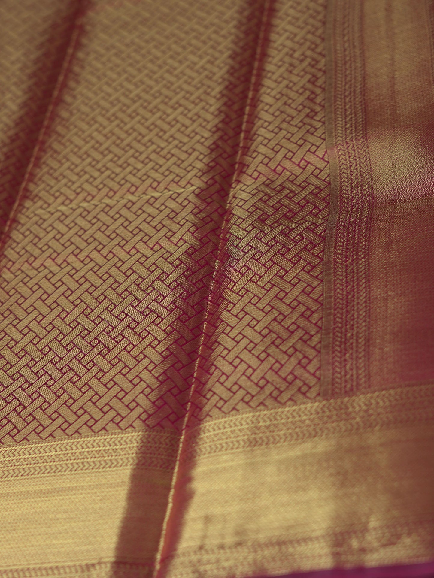 Pink & Gold Mixed Saree with Golden Zari Border