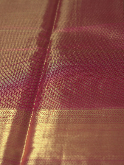 Pink & Gold Mixed Saree with Golden Zari Border