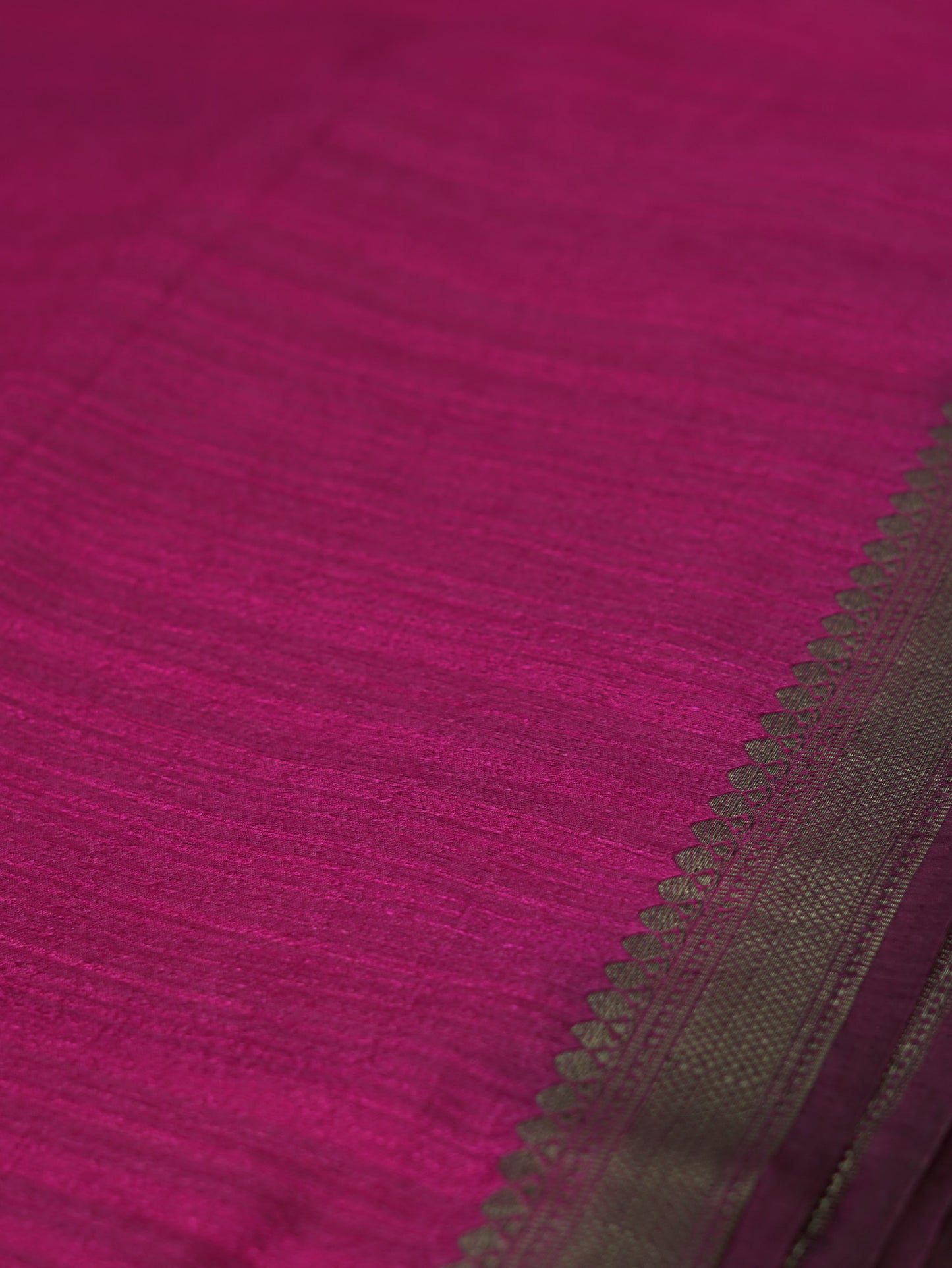 Rani Pink Semi Jute Silk Saree with Wine Border