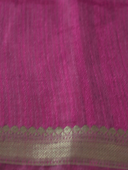 Rani Pink Semi Jute Silk Saree with Wine Border