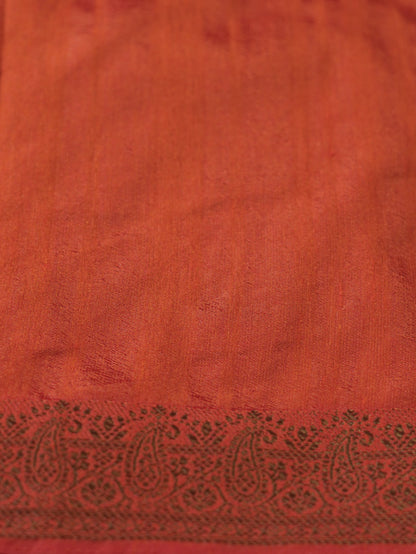 Wine Semi Jute Silk Saree with Orange Border