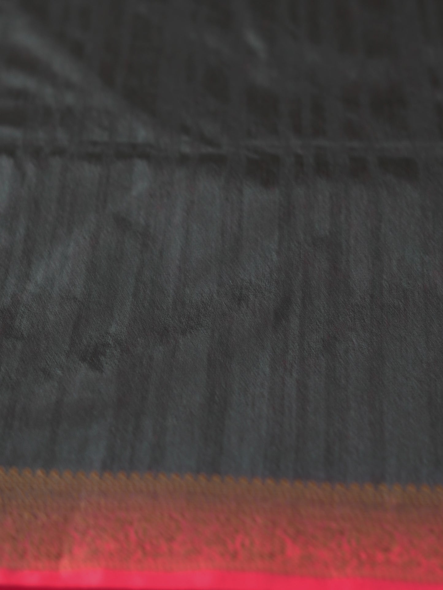 Black Semi Jute Silk Saree with Red Border