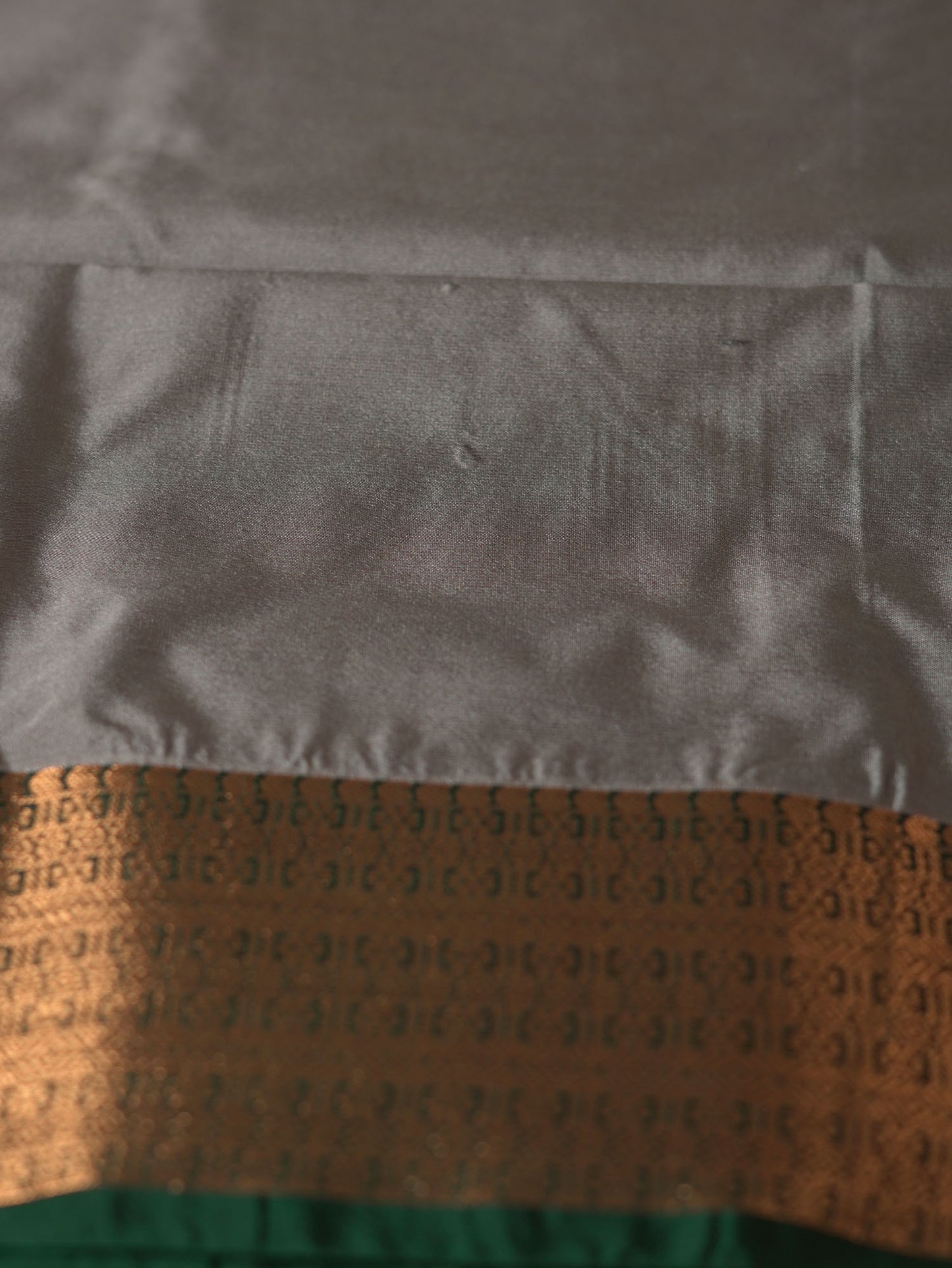 Grey Soft Silk Saree with Bottle Green Border