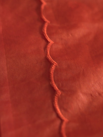 Burnt Orange & Coffee Brown Organza Saree with Appliqué Work