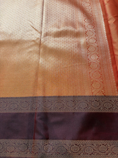 Mango Yellow Soft Silk Saree with Coffee Brown Border