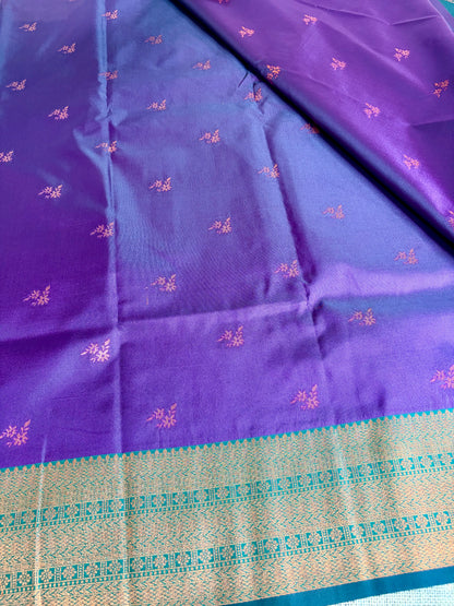 Purple Semi Silk Saree with Green Border