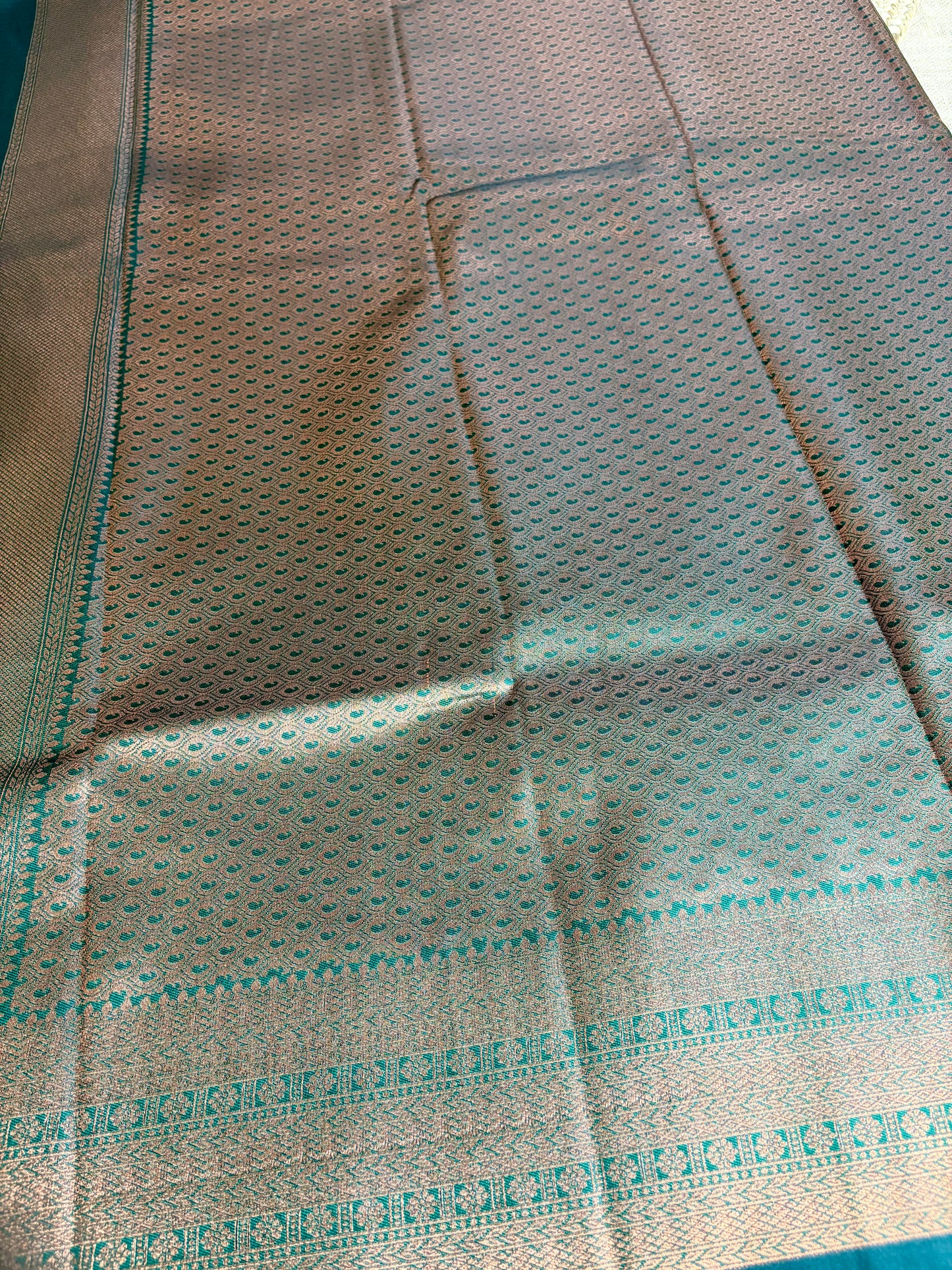 Purple Semi Silk Saree with Green Border