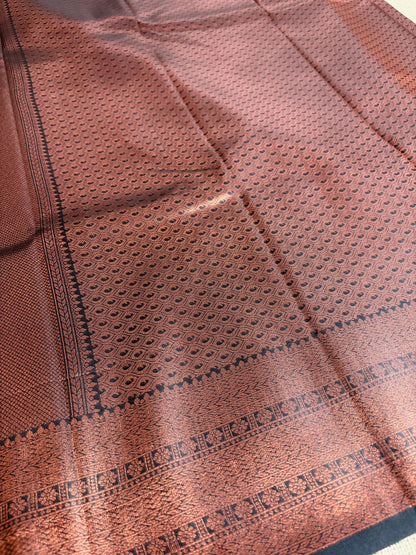 Maroon Semi Silk Saree with Black Border