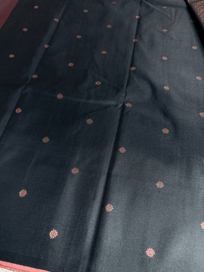 Maroon Semi Silk Saree with Black Border
