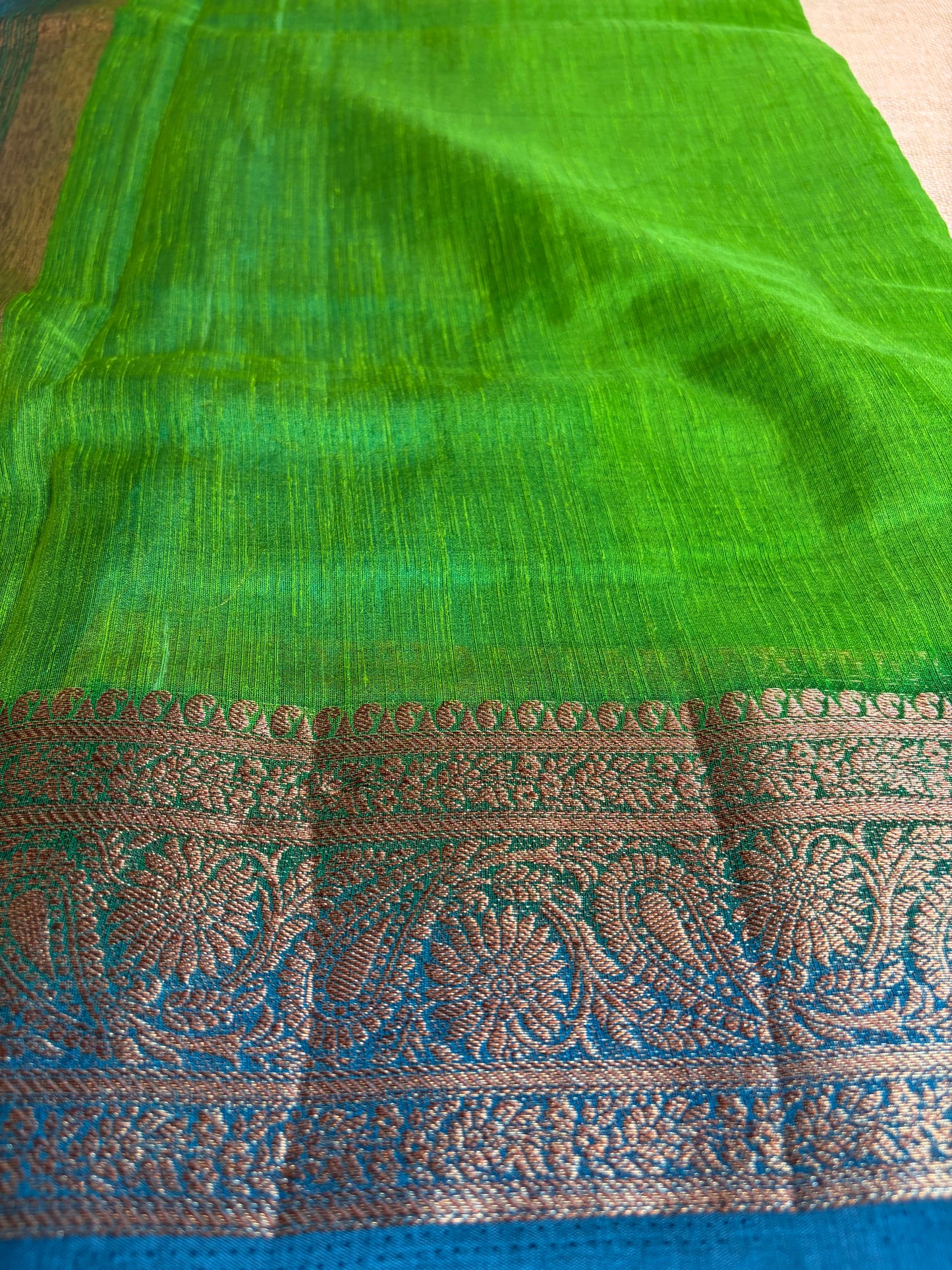 Parrot Green Semi Jute Silk Saree