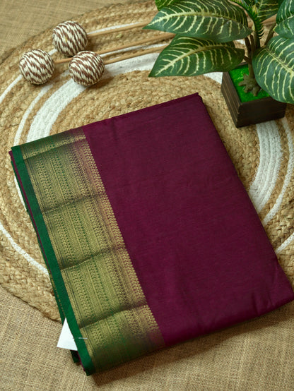 Wine & Green Semi Jute Silk Saree