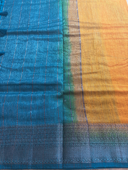 Yellow Semi Jute Silk Saree