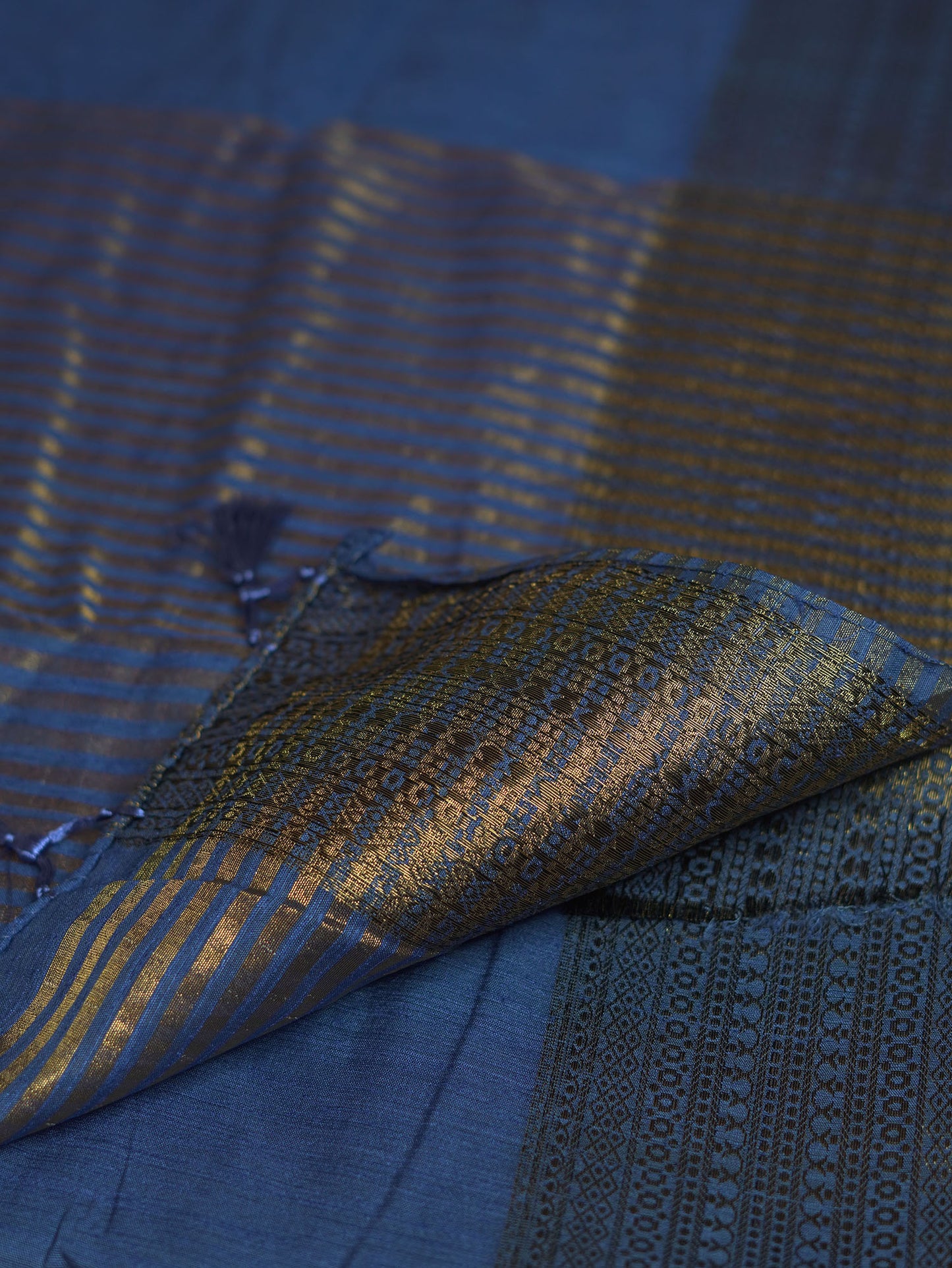 Dusty Royal Blue Semi Jute Silk Saree