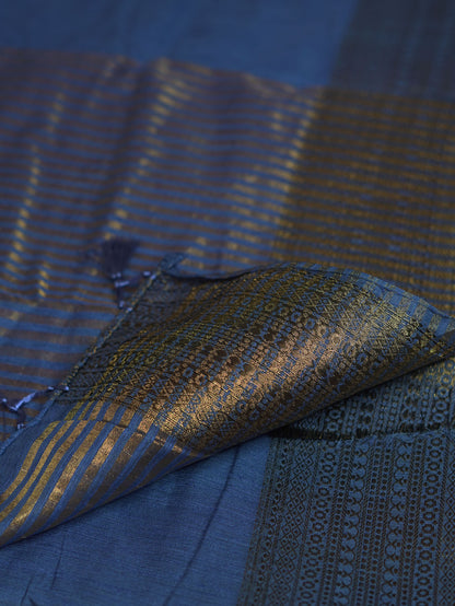 Dusty Royal Blue Semi Jute Silk Saree