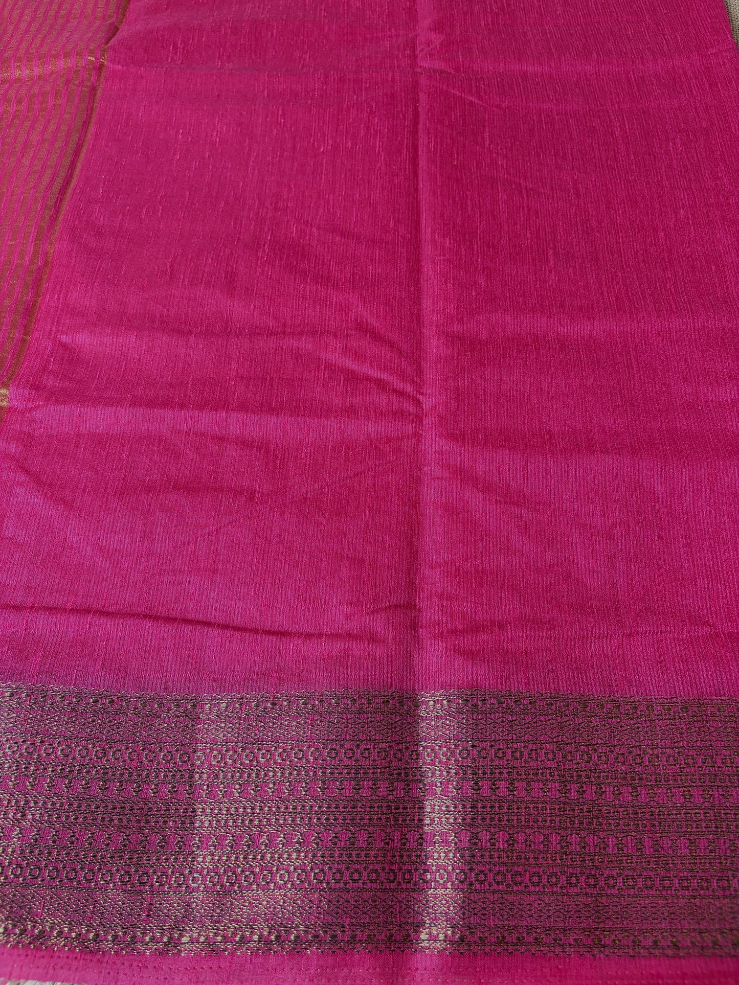 Rani Pink Semi Jute Silk Saree