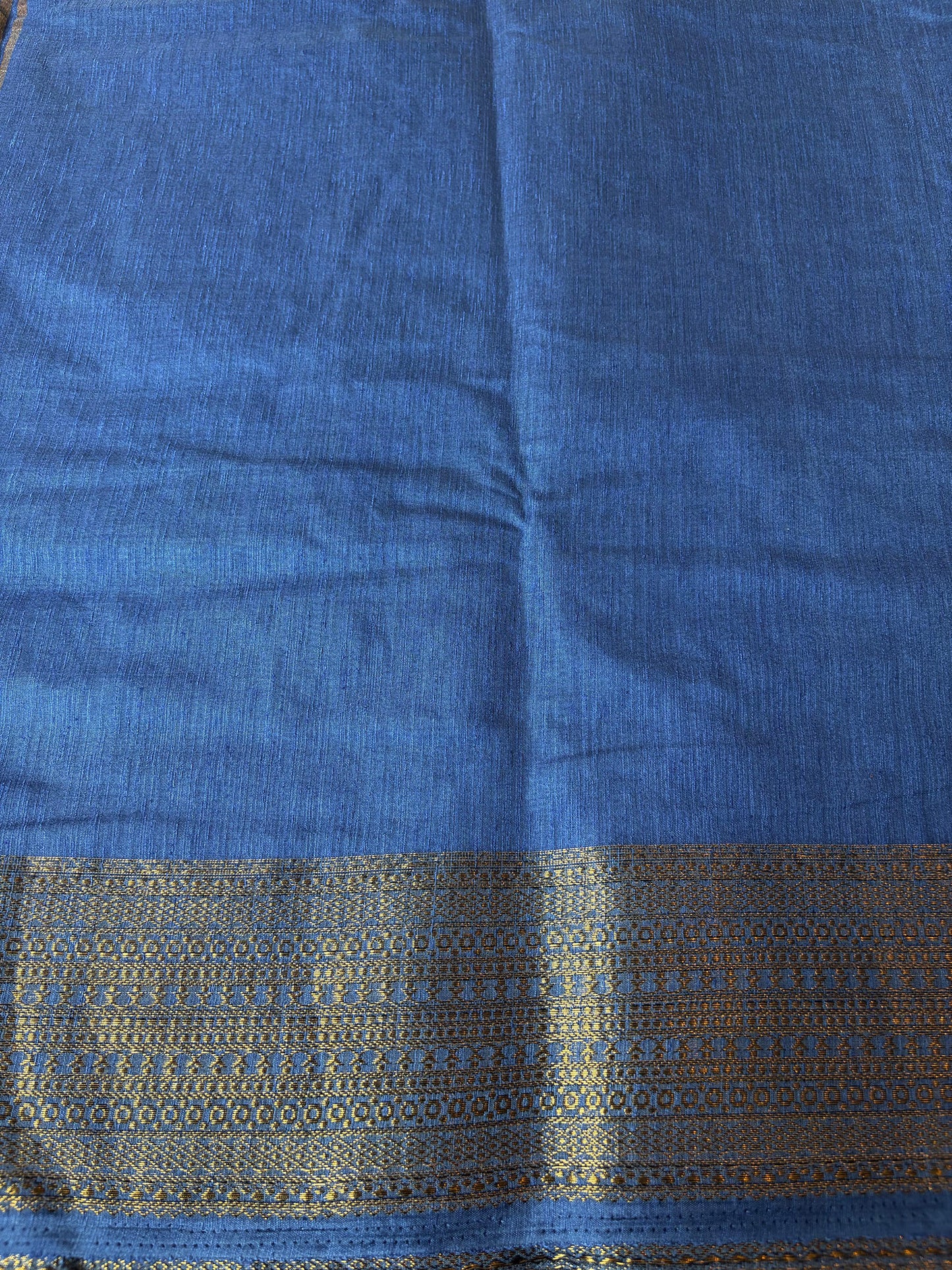 Dusty Royal Blue Semi Jute Silk Saree
