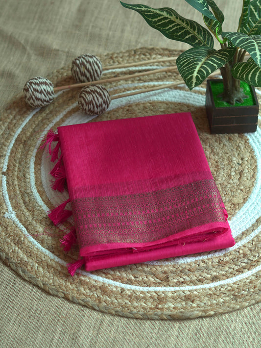 Rani Pink Semi Jute Silk Saree