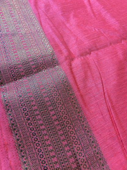 Rose Pink Semi Jute Silk Saree