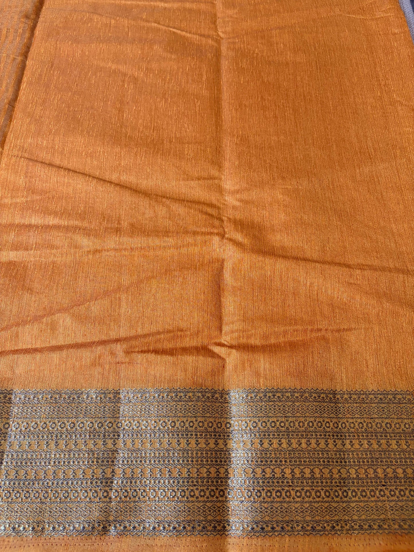 Yellow Semi Jute Silk Saree