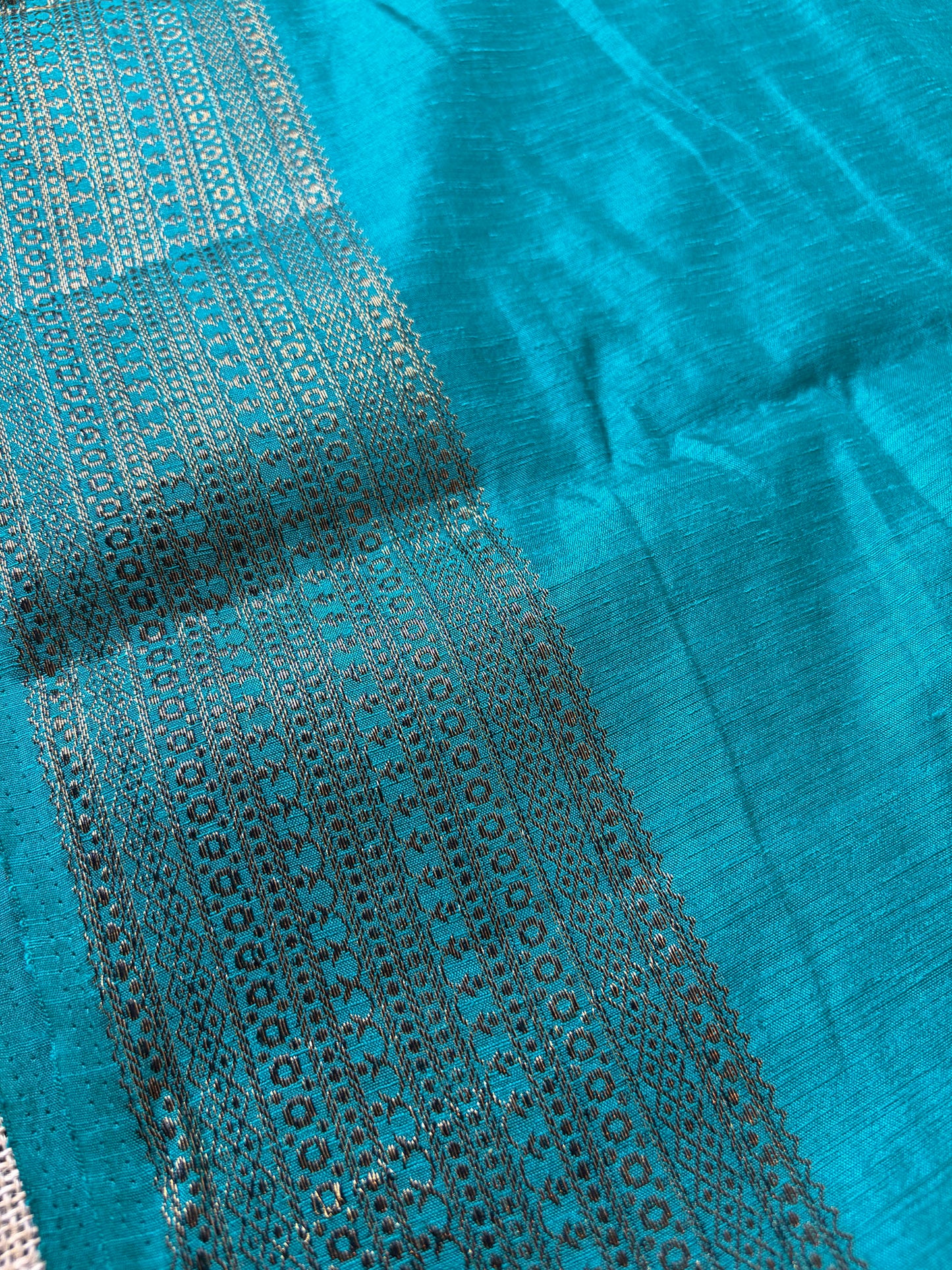 Peacock Blue Semi Jute Silk Saree