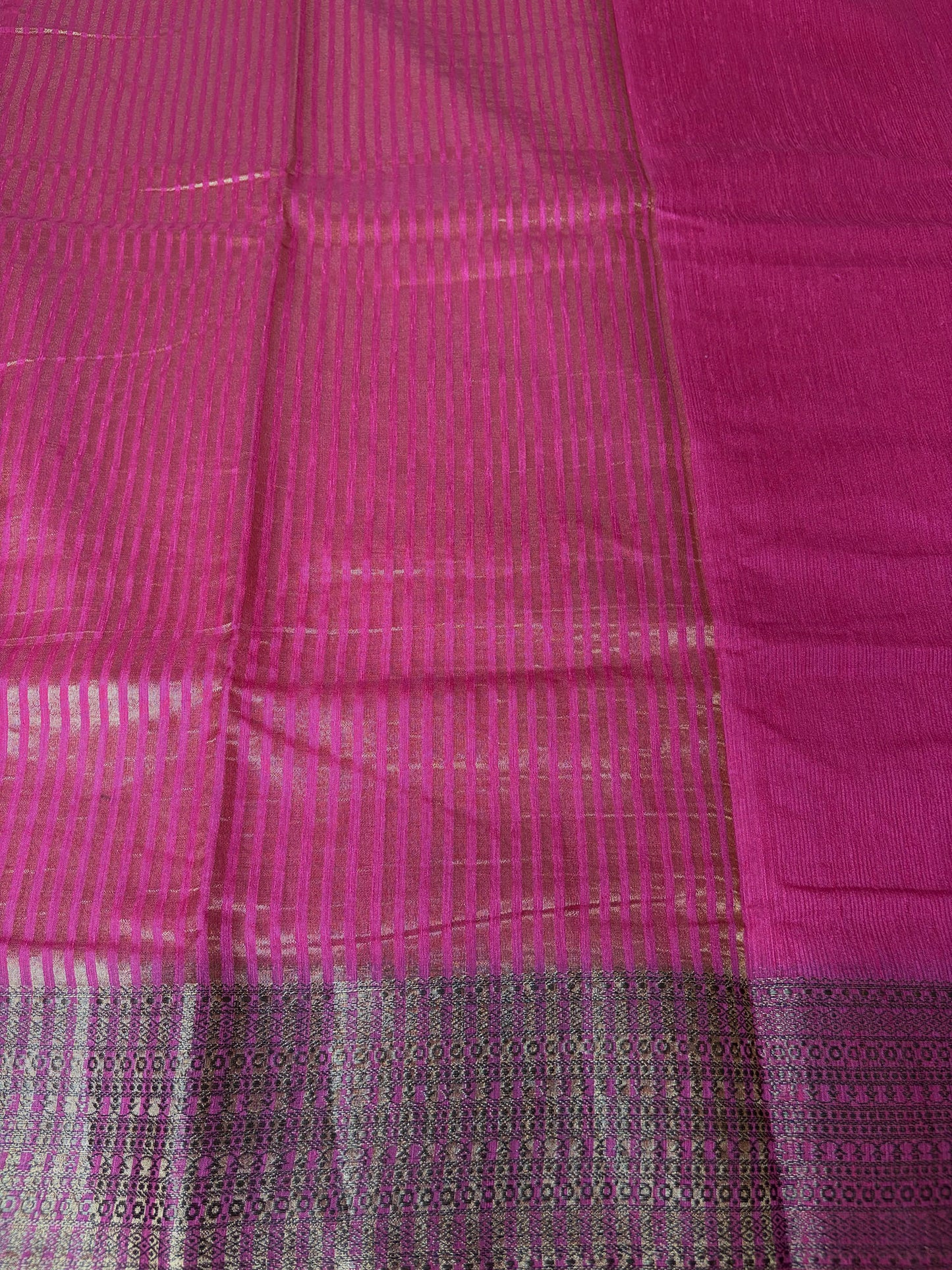 Rani Pink Semi Jute Silk Saree