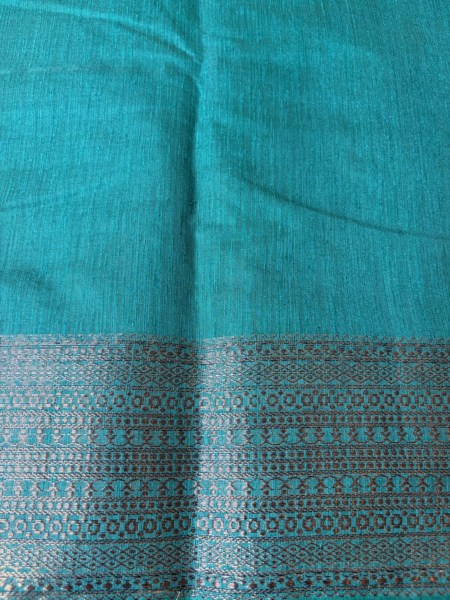 Peacock Blue Semi Jute Silk Saree
