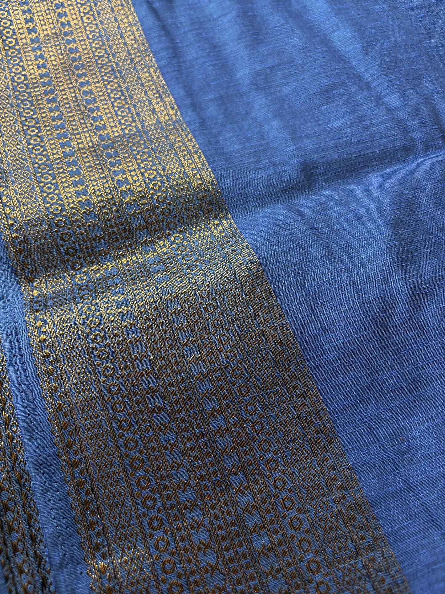 Dusty Royal Blue Semi Jute Silk Saree