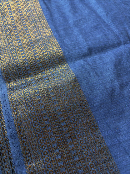 Dusty Royal Blue Semi Jute Silk Saree