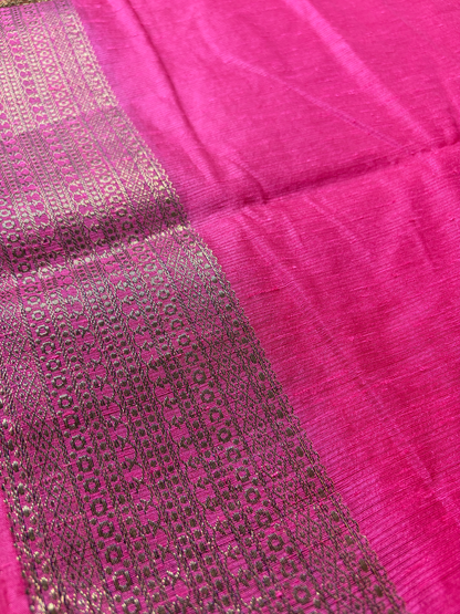 Rani Pink Semi Jute Silk Saree