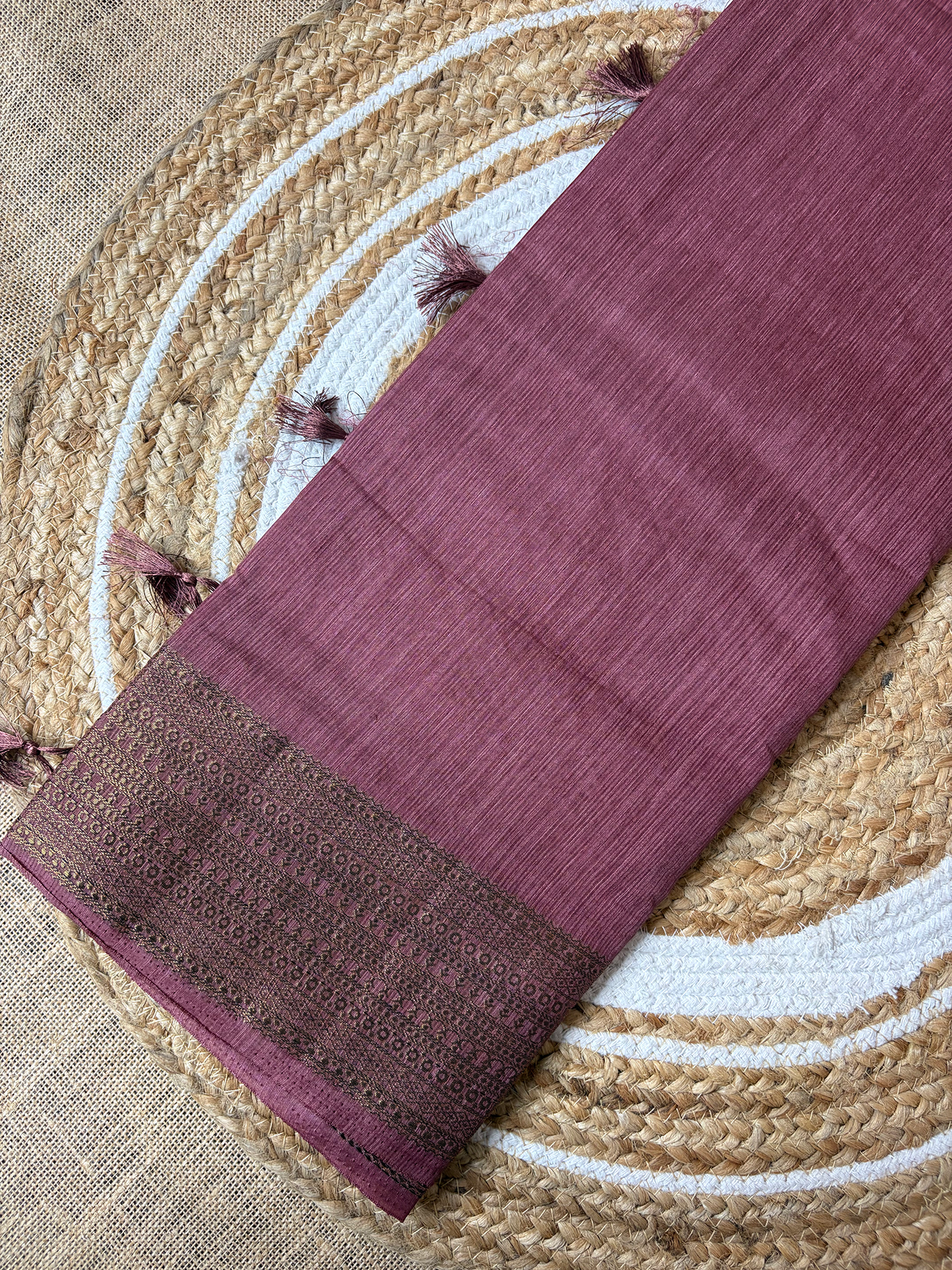 Onion Pink Semi Jute Silk Saree