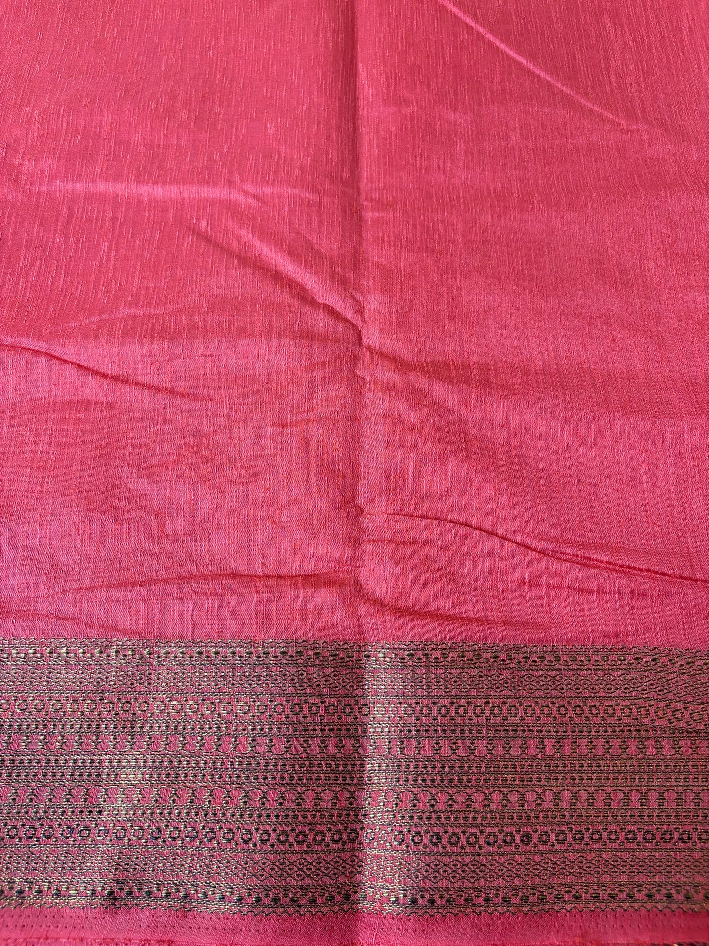 Rose Pink Semi Jute Silk Saree